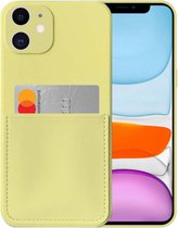 Smartphonica iPhone 11 siliconen hoesje met pashouder en zachte binnenkant - Geel / Back Cover geschikt voor Apple iPhone 11
