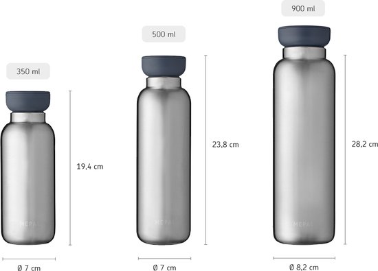 Mepal - Bouteille thermos Ellipse - 500 ml - Bouteille isotherme - Anti-fuite - Titane