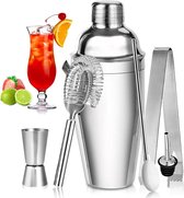 Cocktail shaker set, cocktailshaker RVS, professionele 750ML cocktailshaker, mixer barman jigger, cocktail dispenser, ideaal voor thuisgebruik
