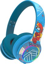 PowerLocus PLED Draadloze Koptelefoon Over-Ear voor Kinderen - LED lampjes - met Microfoon - Micro SD poort - Blauw Smurf Collection