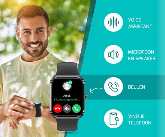 FITAGE Smartwatch - Smartwatches - Stappenteller - Sporthorloge - Smart watch - Activity Tracker - Dames en Heren - Zwart - FITAGE