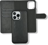 portemonnee hoesje Apple Iphone 14 Pro Max Hoesje 2in1 Magnetic Zwart-silicon achterkant met luxe leren hoesje-book case iphone 14 pro max magnetic