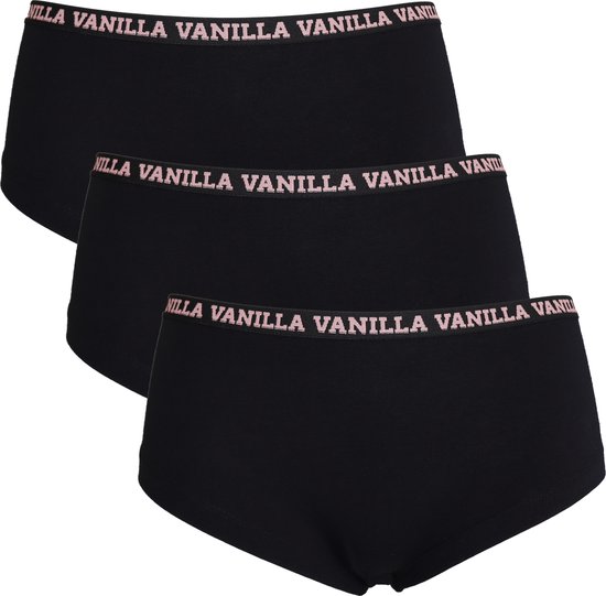 Vanilla - Dames hipster, Ondergoed dames, Lingerie - 3 stuks - Egyptisch katoen - Zwart