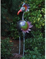 Tuinbeeld - Grote kleurrijke vogel (zilver) - 120 cm hoog