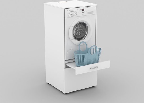 Socle machine à laver double avec étagère base sèche-linge blanc 150  kg/support