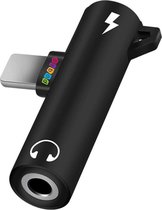 2 in 1 Hoofdtelefoon Adapter - 8 Pin Lightning naar 3,5 mm Jack - Lightning naar AUX Hoofdtelefoon Converter Geschikt voor iPhone en iPad - Zwart