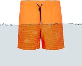 Ramatuelle Zwembroek Jongens - Magic print Zwembroek   - Print wordt zichtbaar zodra de stof nat wordt. - Maat 116 - Kleur  Oranje / Fluor Orange