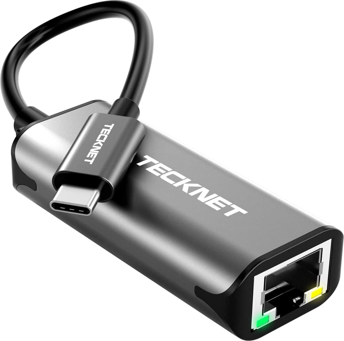 Tecknet USB-C naar Internet / Ethernet LAN Netwerk adapter - 10/100/1000Mbps - Zwart