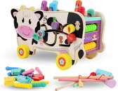 Annie´s Choice - Kudie de Koe - 5 in 1 Houten Speelgoed Xylofoon - Hamerbank - Visspel - Activiteiten kubus - Montessori Speelgoed