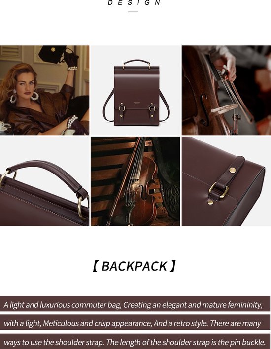 Cnolés Leren Rugzak Dames Multifunctionele Vintage Schoolrugzak Zachte Lederen Schoudertas voor Winkelen Laptop, Roodachtig bruin, Eén maat