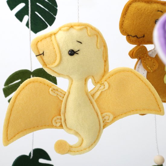Boxmobiel Dino - Baby Mobiel van Vilt – & Wiegmobiel – Handgemaakt – Unieke Babykamer Decoratie – Zonder Muziekarm - — afbeelding 5