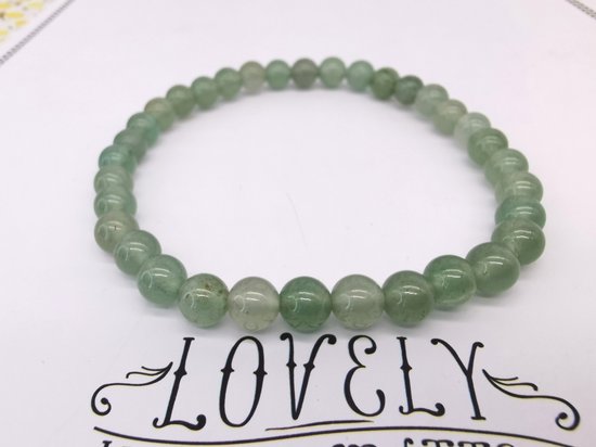 Armband – Edelsteen – Groene aventurijn - 6mm Kralen - 22 cm - Werking - stress gerelateerde klachten zoals hoofdpijn en migraine verlichten.