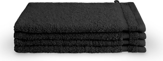Bath Basics washand 16x21cm zwart (4 stuks)