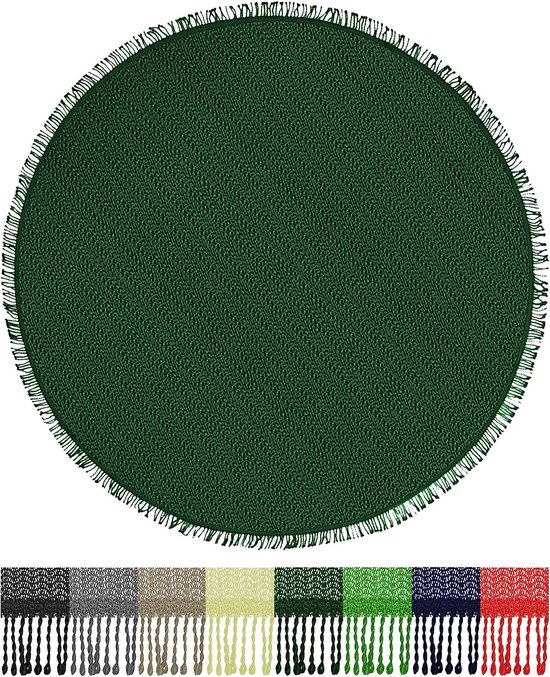 Brandsseller Tafelkleed – Weerbestendig En Antislip – Rond 160 Cm – Groen – Met Franjes – Voor Tuin, Balkon En Camping