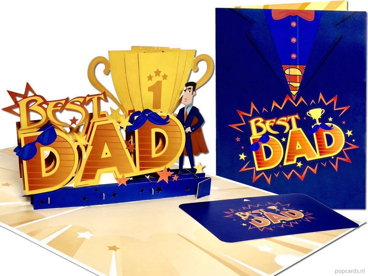 Loha-party®Vaderdag Popcards-popupkaarten – Best dad-Vaderdag cadeau