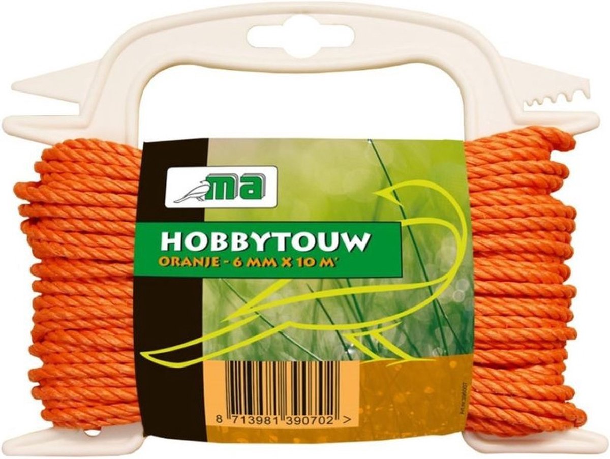 Oranje touw/draad 6 mm x 10 meter - Hobby/klus touw gedraaid - Dik en stevig touw voor binnen en buiten gebruik - Merkloos