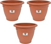 Set van 3x stuks terra cotta kleur ronde plantenpot/bloempot kunststof diameter 50 cm - Plantenbakken/bloembakken voor buiten