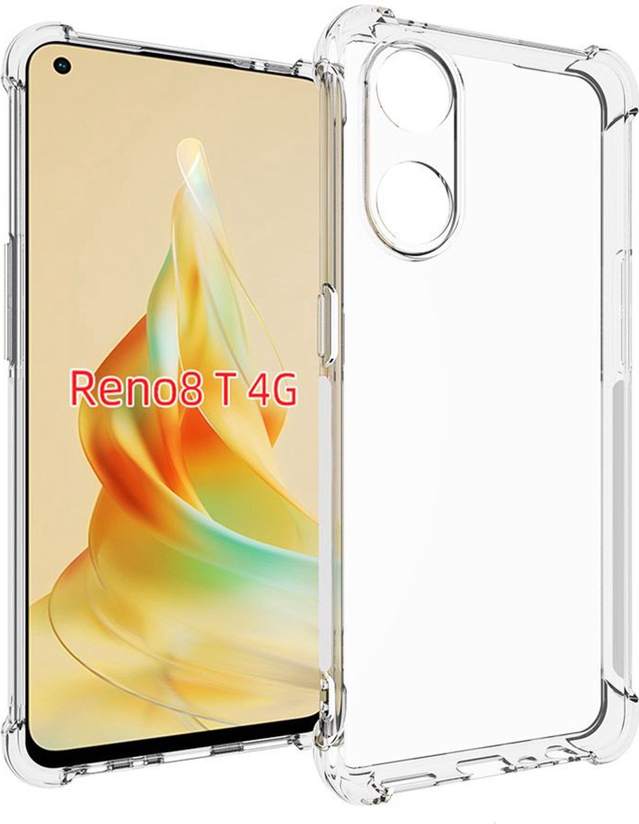 MobyDefend Hoesje - Geschikt voor Oppo Reno8 T - Transparante Shockproof TPU Backcover - Verstevigde Hoeken - Volledig Doorzichtig