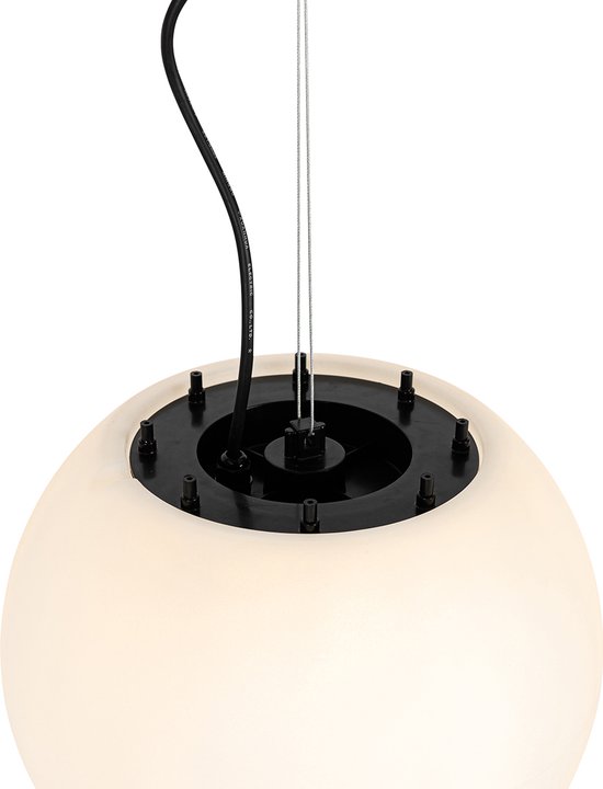 Lucande hanglamp Bidolo, zwart, glas, 15 cm, IP44