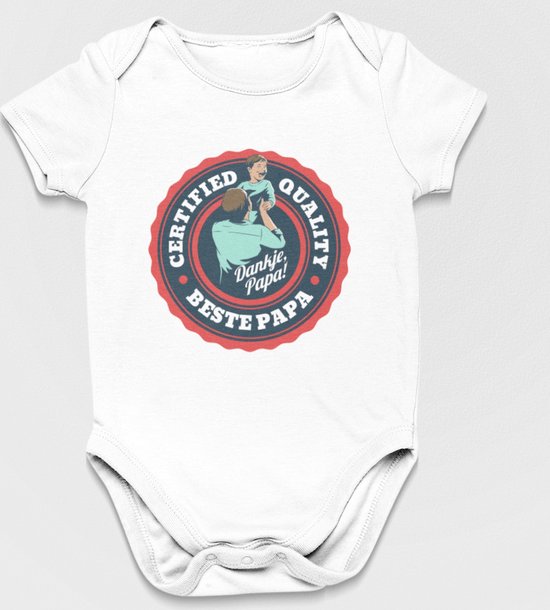 Cadeau Vaderdag - Barboteuse Qualité Certifiée Meilleur Papa - Taille 80 - Couleur Wit - 100% Katoen
