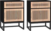vidaXL-Nachtkastjes-2-st-40x30x55,5-cm-bewerkt-hout-en-ijzer-zwart