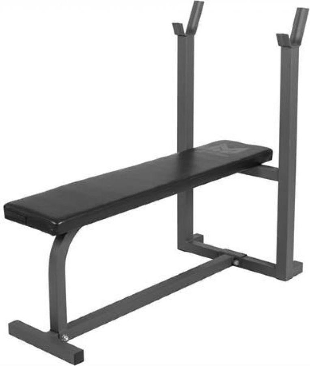 Gyronetics Vlakke Halterbank - Fitnessbank - Belastbaar tot 200 kg - Zwart