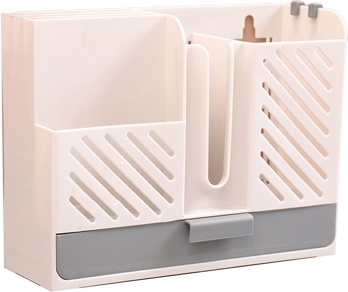 Goedkoopste Multifunctionele Afdruiprek Voor Bestek - Keuken Organizer - Hangend - Bestekbak - Wit