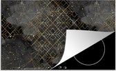 KitchenYeah® Inductie beschermer 77x51 cm - Marmer print - Zwart - Goud - Geometrie - Kookplaataccessoires - Afdekplaat voor kookplaat - Inductiebeschermer - Inductiemat - Inductieplaat mat