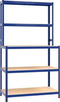 Bol.com vidaXL-Werktafel-5-laags-met-schappen-staal-en-bewerkt-hout-blauw aanbieding