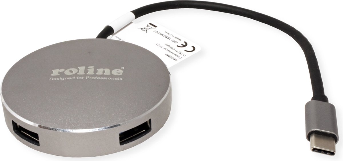 ROLINE USB 3.2 Gen 1 hub, rond, 4-voudig, type C aansluitkabel