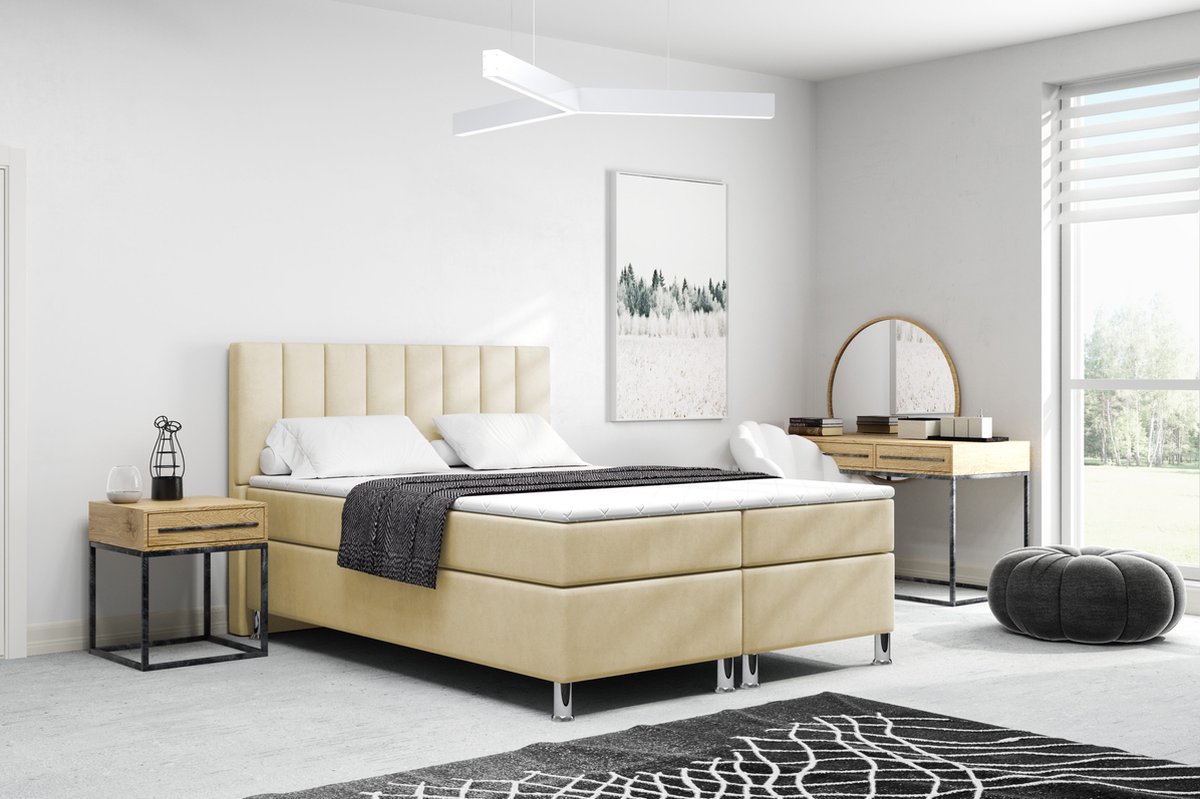 Meuba Home - Julio Boxspring - Beige - 160x200 - Binnen vering box - Met topper