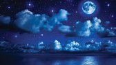 Sky Moon Clouds Stars Night Sea  Photo Wallcovering