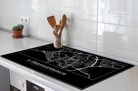 KitchenYeah® Inductie beschermer 89.6x51.6 cm - Plattegrond - 's-Hertogenbosch - Stadskaart - Kaart - Kookplaataccessoires - Afdekplaat voor kookplaat - Inductiebeschermer - Inductiemat - Inductieplaat mat