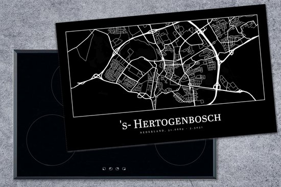 KitchenYeah® Inductie beschermer 89.6x51.6 cm - Plattegrond - 's-Hertogenbosch - Stadskaart - Kaart - Kookplaataccessoires - Afdekplaat voor kookplaat - Inductiebeschermer - Inductiemat - Inductieplaat mat