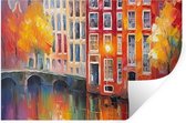 Muurstickers - Sticker Folie - Grachtenpanden - Kunst - Schilderij - Amsterdam - 120x80 cm - Plakfolie - Muurstickers Kinderkamer - Zelfklevend Behang - Zelfklevend behangpapier - Stickerfolie