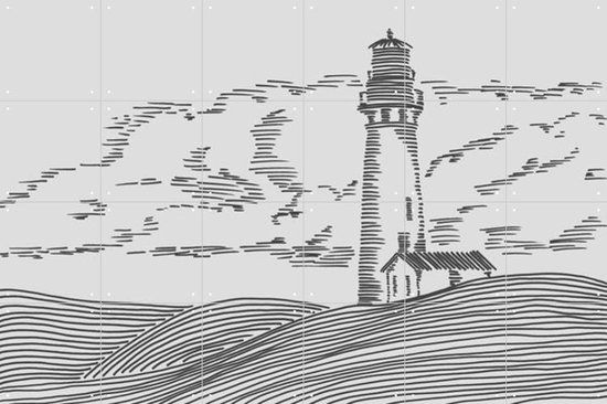 IXXI Storm Coming at the Lighthouse - Wanddecoratie - Line art - 120 x 80 cm