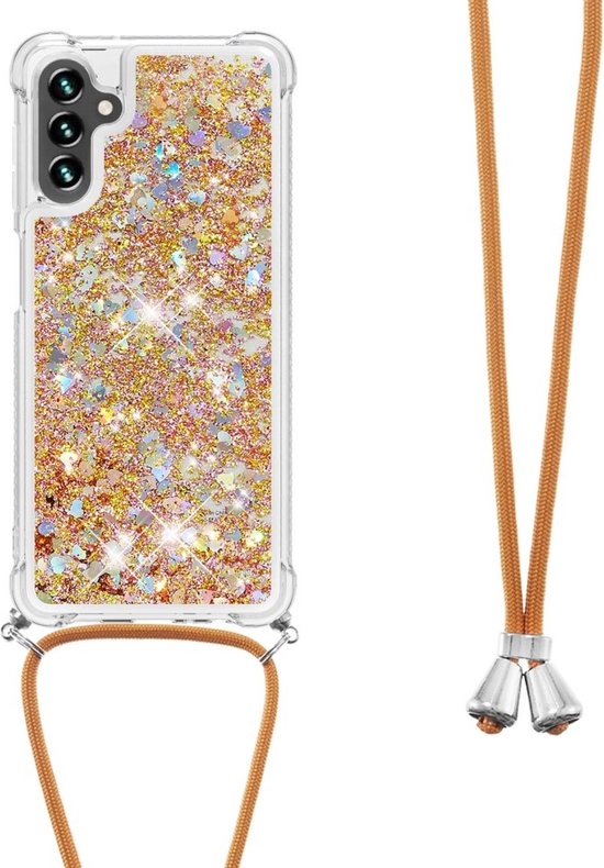 Coverup Liquid Glitter Back Cover avec Cordon - Coque Samsung Galaxy A54 - Or