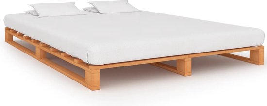 vidaXL-Bedframe-pallet-massief-grenenhout-bruin-200x200-cm