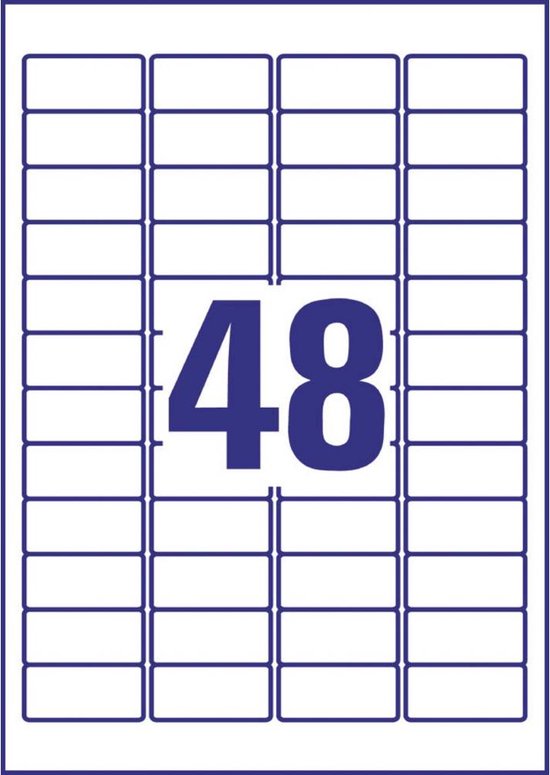 Avery-Zweckform L4778REV-8 Etiketten 45.7 x 21.2 mm Polyester folie Wit 384 stuk(s) Weer verwijderbaar Adresetiketten, - Avery-Zweckform