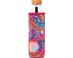 Flaska Mandala - Glazen drinkfles - 500 ml - Neopreen hoes - Glass & Vibe