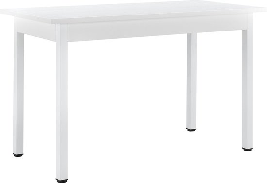 Design Eettafel Emilia - 120x60x75cm - MDF en Staal - Wit - Minimalistisch Design - Tot 4 Stoelen