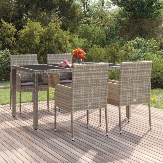 vidaXL Chaises de jardin 4 pcs avec coussins Poly rotin Gris