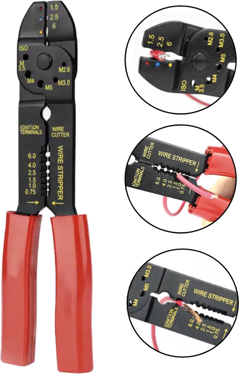 PD® - Krimptang 20cm - Adereindhulstang - Kabelschoentang - Multifunctioneel