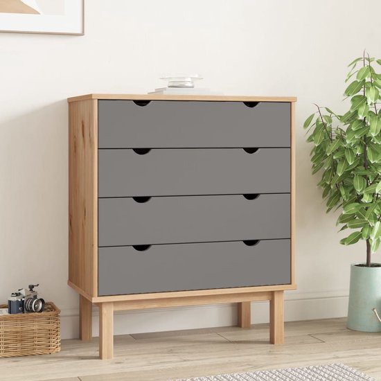 vidaXL Ladekast OTTA 111x43x73,5 cm massief grenenhout, ladekastje, opbergkast, opbergmeubel, kastje, opbergkastje, ladekastjes, kastjes, opbergkasten