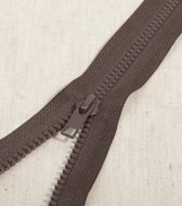 Deelbare rits 50cm donker bruin - polyester stevige rits met bloktandjes