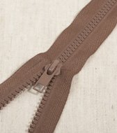 Deelbare rits 40cm kastanje bruin - polyester stevige rits met bloktandjes