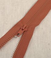 Deelbare rits 55cm roest bruin - polyester stevige rits met bloktandjes