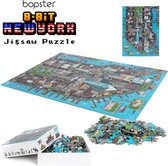 Bopster - puzzle carte de la ville de New York - 180 pièces - 57x42cm - superbe design 8 bits - découvrez tous les bâtiments célèbres