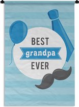 Wandkleed Vaderdag - Vaderdag cadeaus voor opa met tekst - Best grandpa ever Wandkleed katoen 120x180 cm - Wandtapijt met foto XXL / Groot formaat!