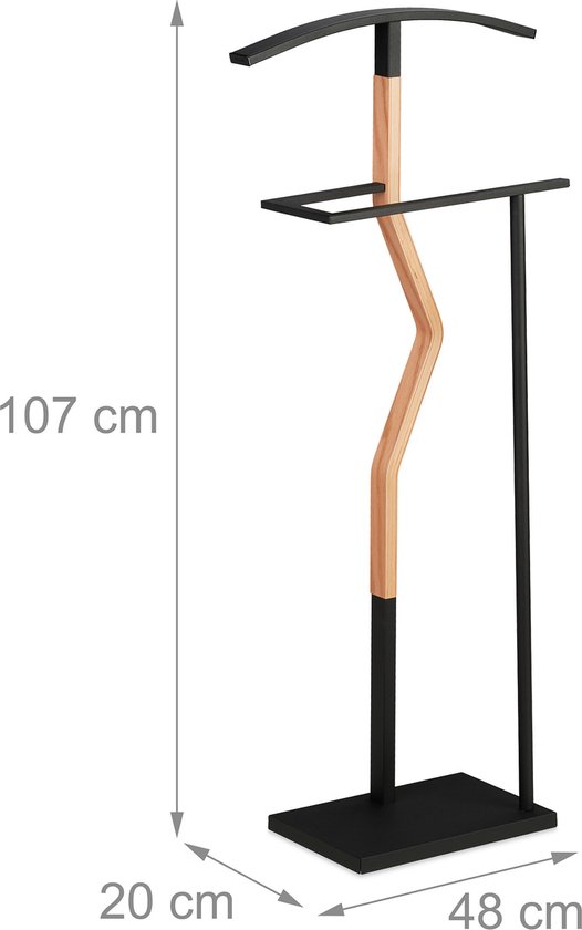 dressboy modern - 107 x 48 x 20 cm - staal - houtlook - slaapkamer - zwart-natuur